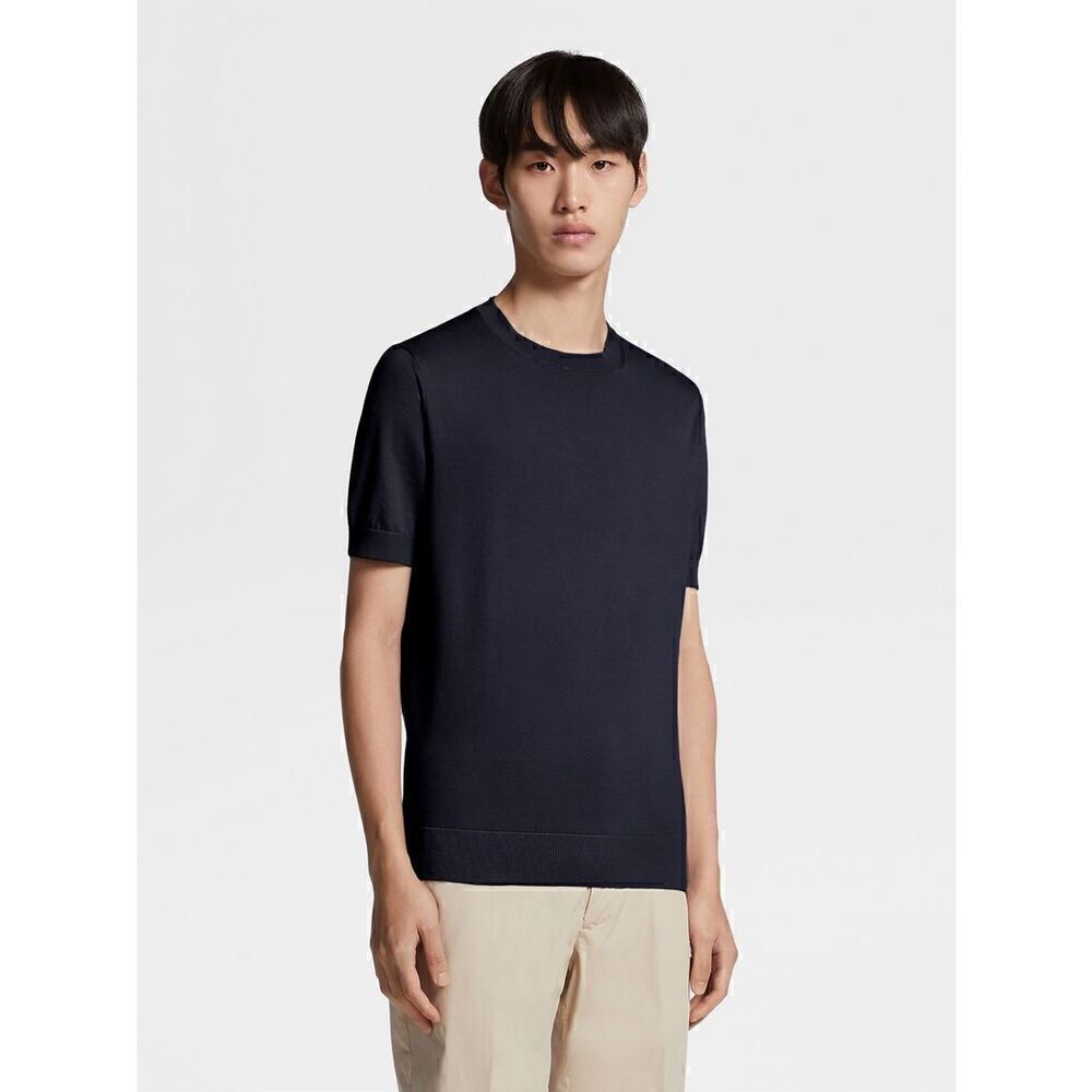 ZEGNA NAVY BLUE PREMIUM COTTON T-SHIRT